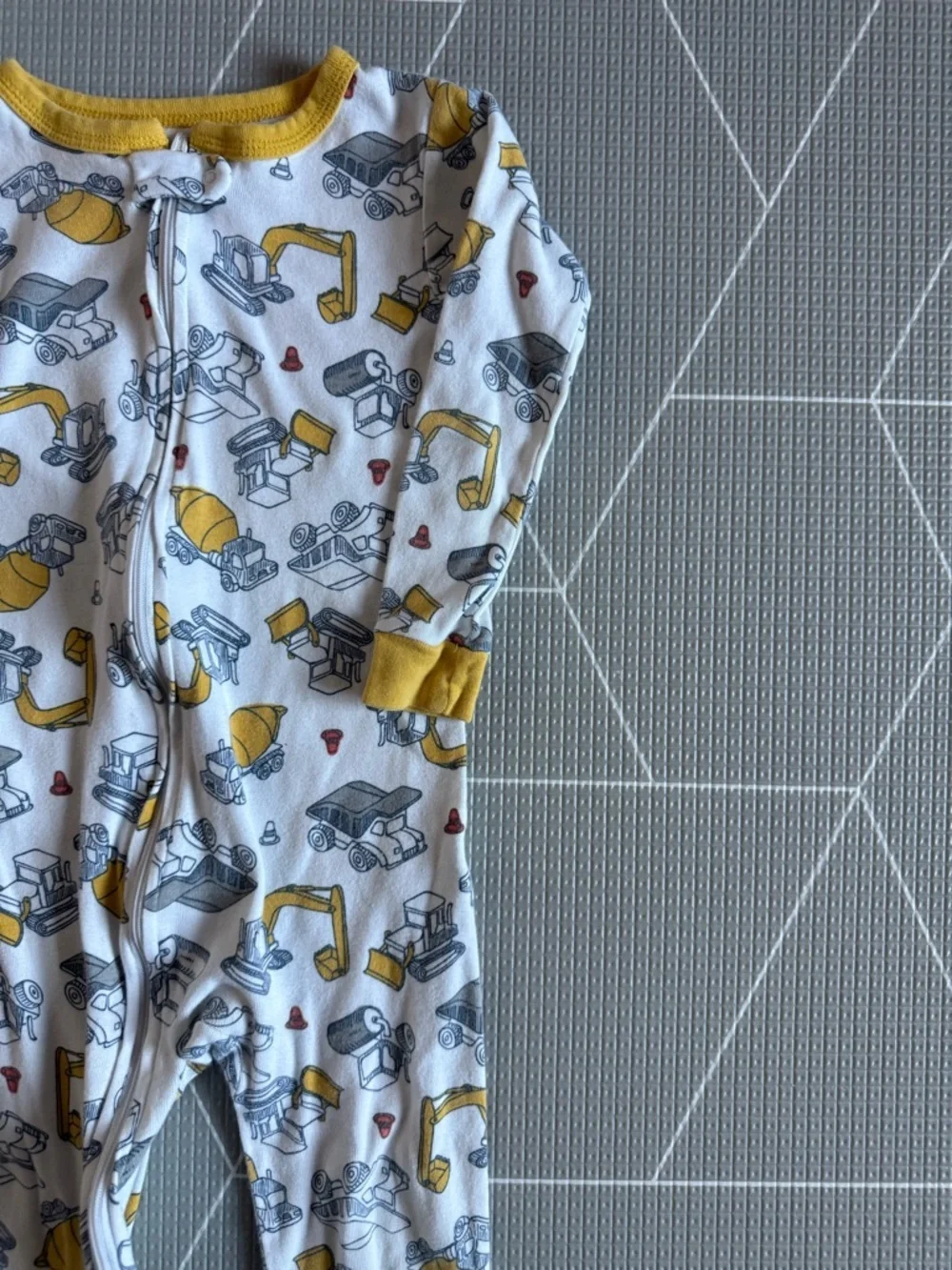 Carters|Baby boy/toddler footie pajamas,novelty Construction Print-White/Yellow